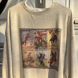 Avery Beige Western Graphic Sweatshirt